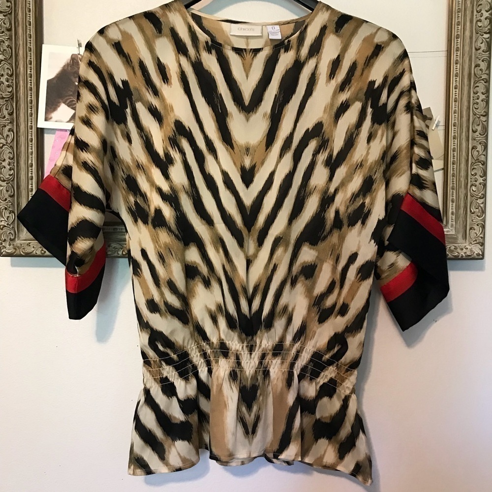Chico’s sheer tiger print blouse size extra small